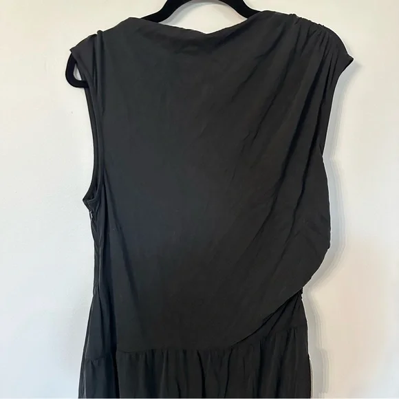 Luxely at Nordstrom Women’s River Black Cap Sleeve Draped Top Dress Sz XL NWT